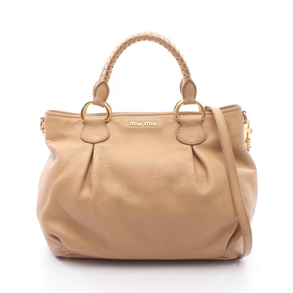 Miu Miu 2way tote bag braided top handles Beige Pink